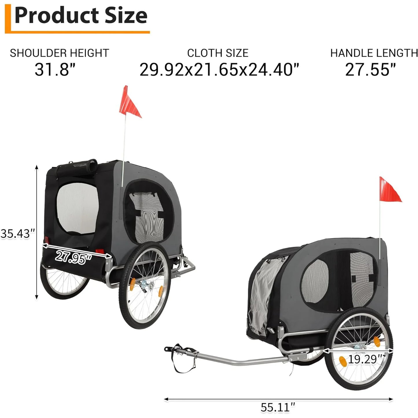 HiMISS Steel Dog Bike Trailer With Folding Pet Cart