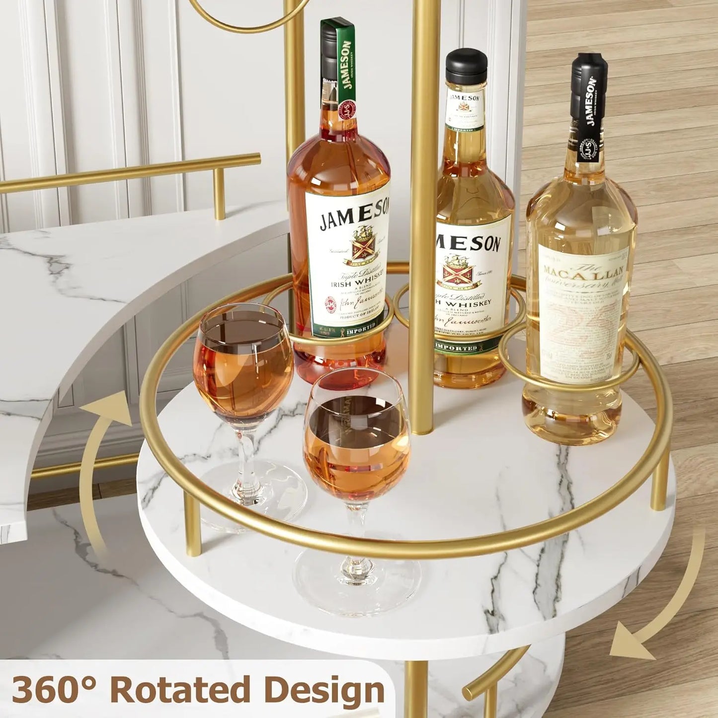 HobbyLane Bar Cart On Wheels With Four Tier Shelves