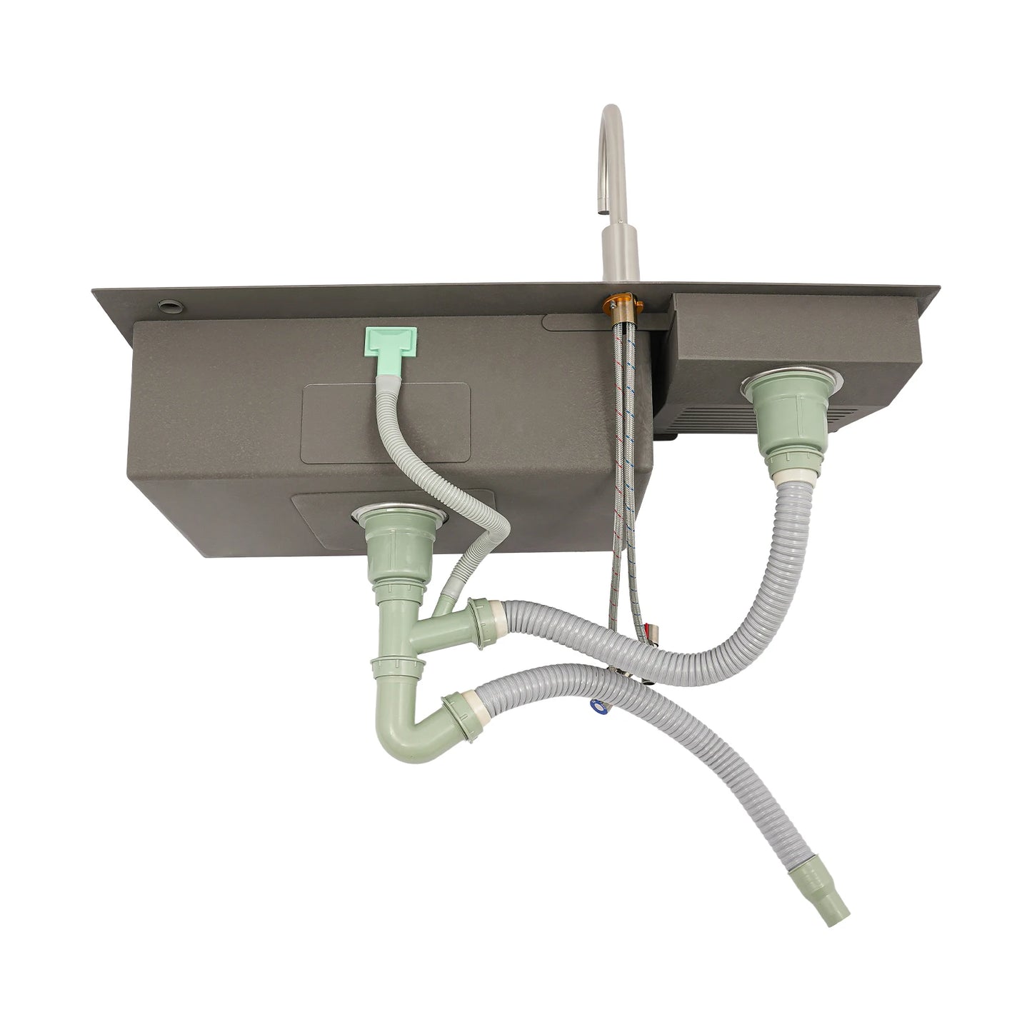Stainless Steel Laundry Utility Sink With Two-Hole Washboard And Faucet