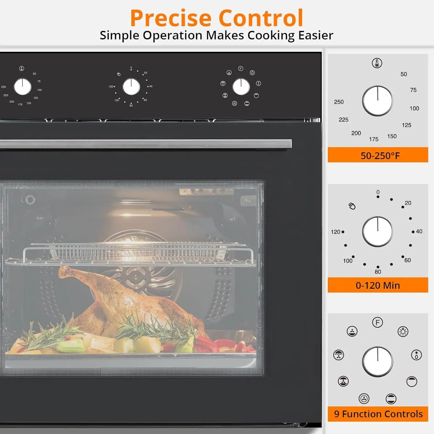 Adoolla Built-In Electric Wall Oven With 8 Cooking Modes