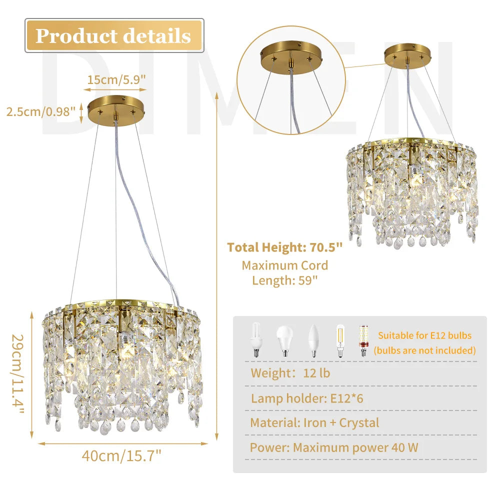 DF Light House Modern Crystal Chandelier For Living Room Lighting