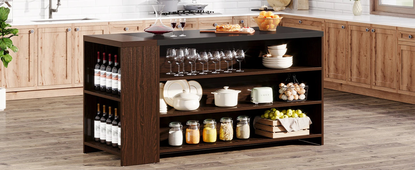 Tribesigns Farmhouse Kitchen Island With Storage Five Shelves