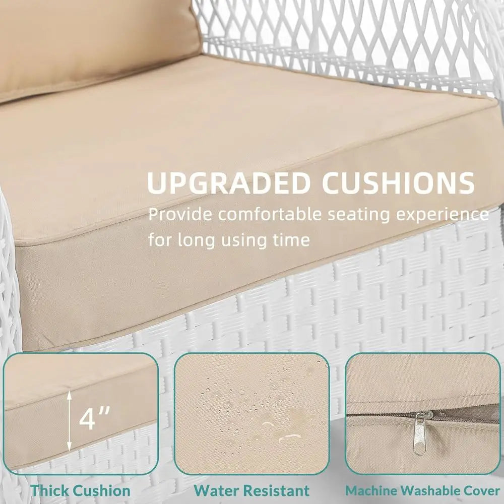 TIFICY Rattan Patio Rocker Chair All-Weather Wicker Outdoor