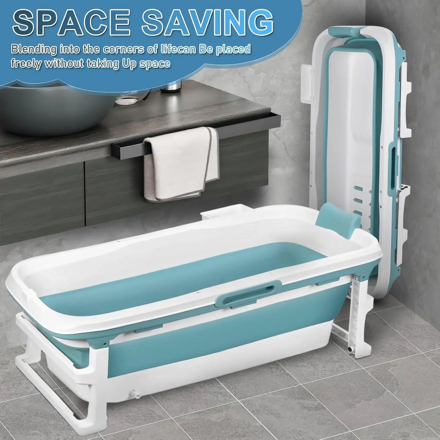 Collapsible Soaking Tub With Anti-Slip Seat And Heating