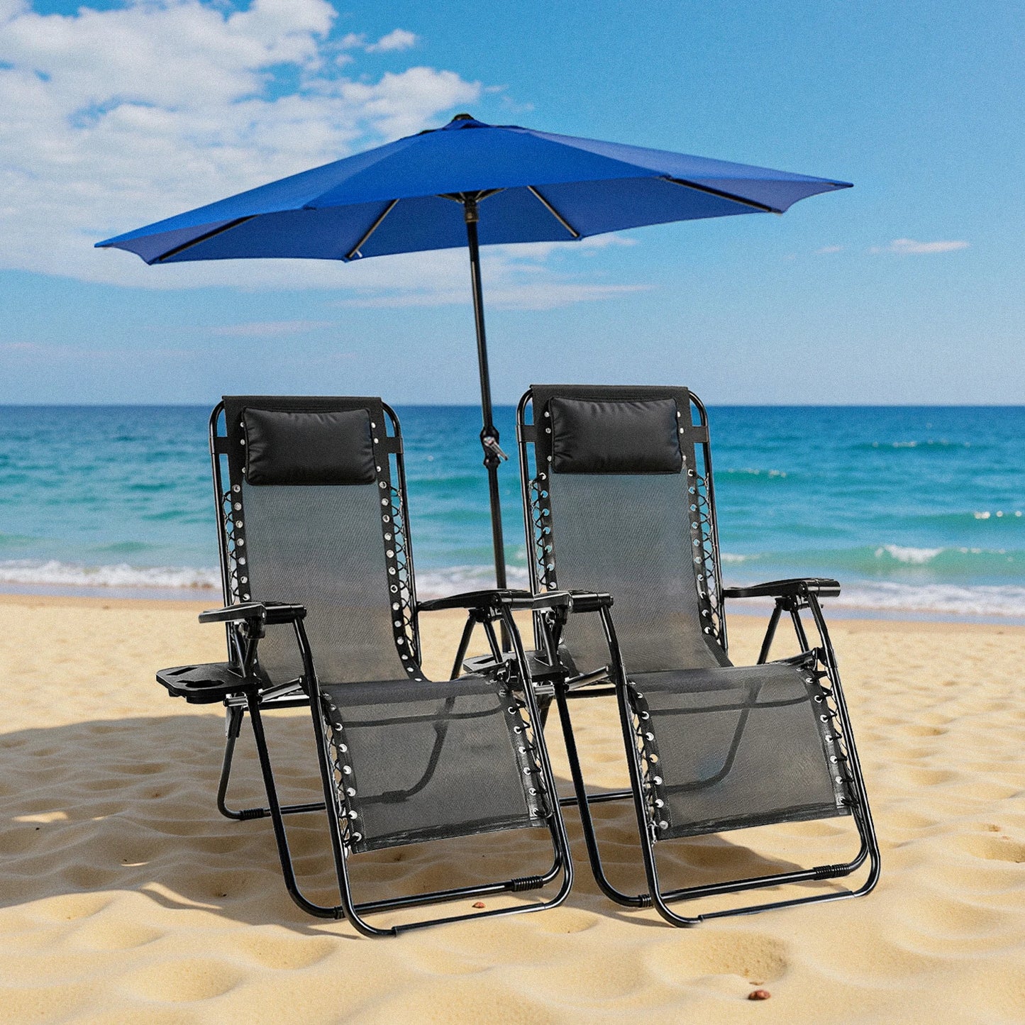 JHK Zero Gravity Recliners Set Of 2 With Cup Holders