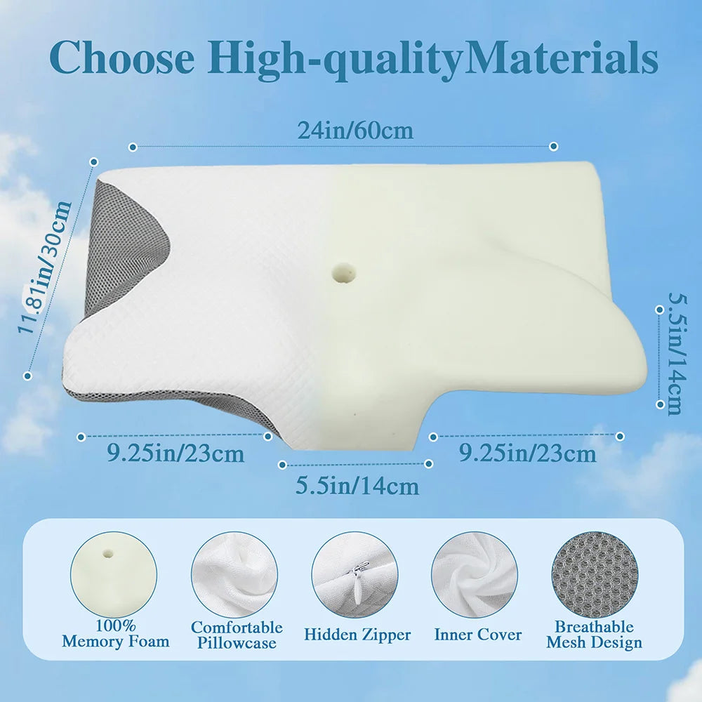 Memory Foam Cervical Orthopedic Neck Pillow For Comfortable Sleep