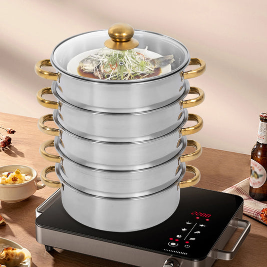 Stainless Steel 5 Tier Steamer Pot For Gas Induction Stoves