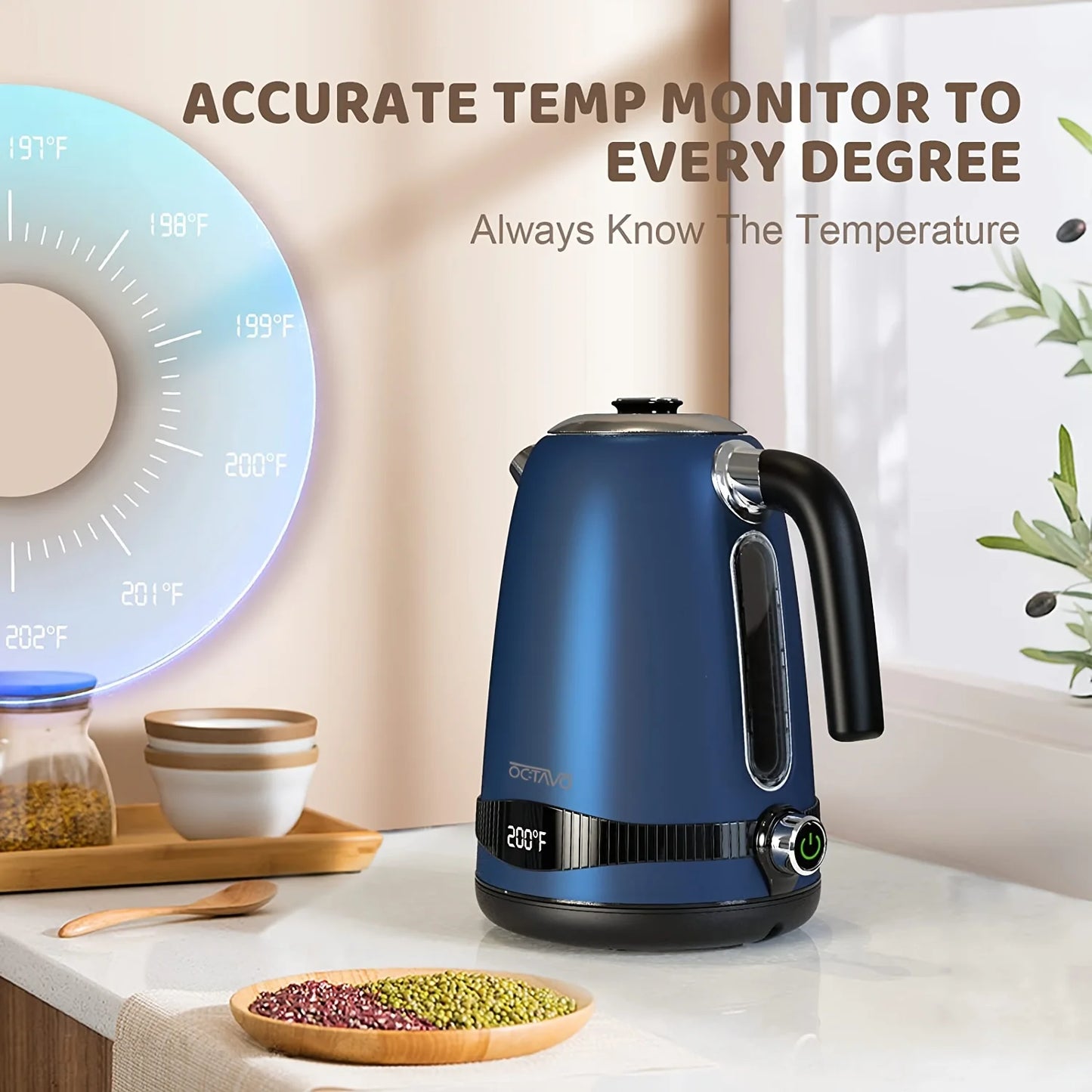 Octavo Electric Kettle With 7 Heat Settings And LED Display