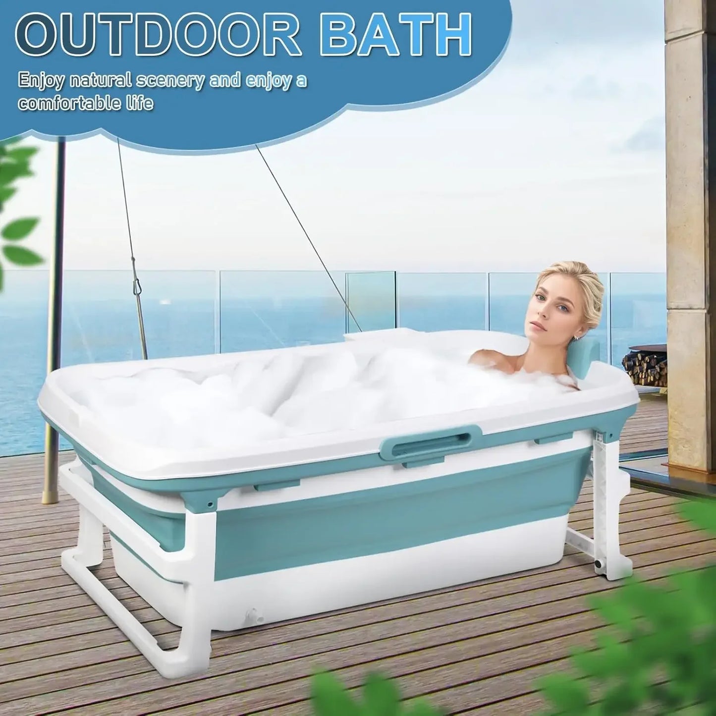 Collapsible Soaking Tub With Anti-Slip Seat And Heating