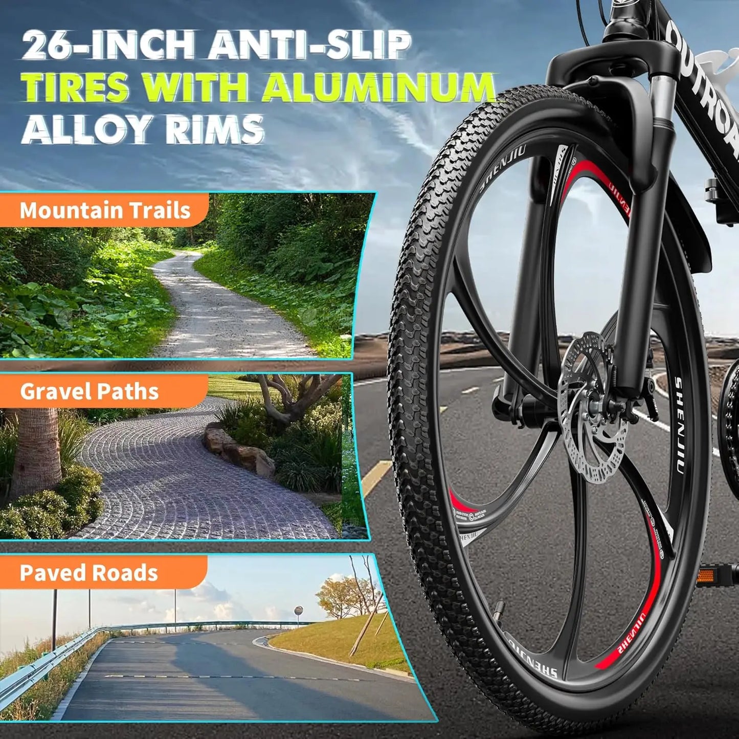 Folding Mountain Bike 21 Speed Drivetrain Dual Suspension And Disc Brakes