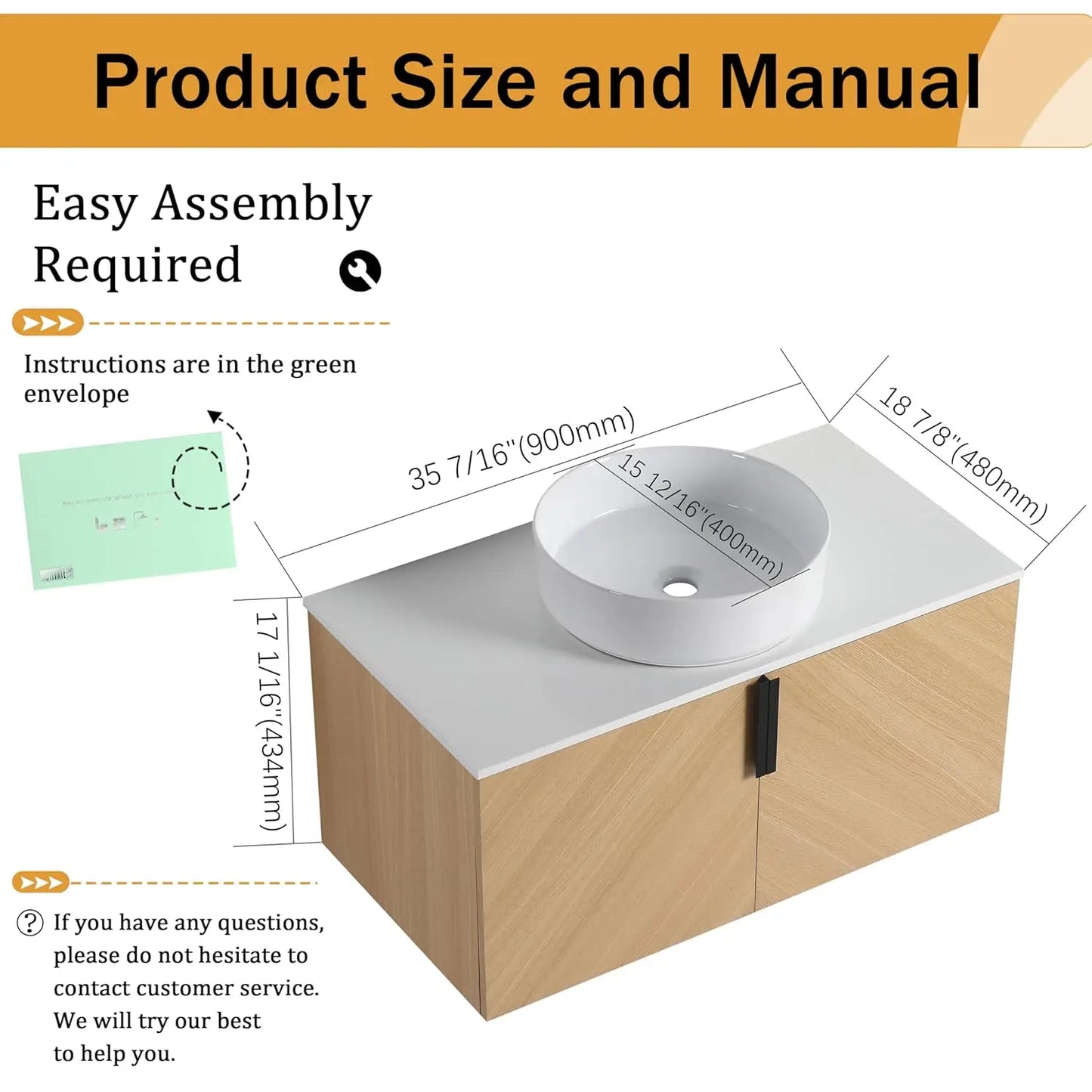 Floating Bathroom Vanity With Sink Top Wood Modern Set