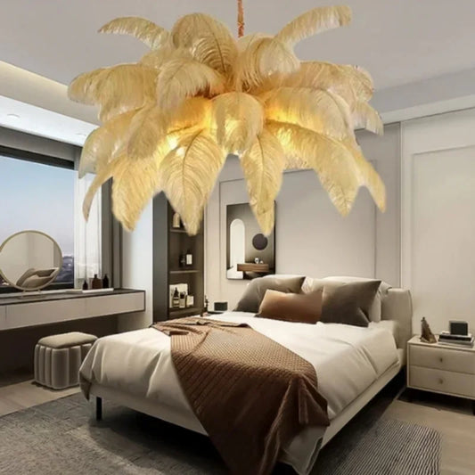 Nordic Ostrich Feather LED Pendant Lamp For Living Room And Bedroom Decor