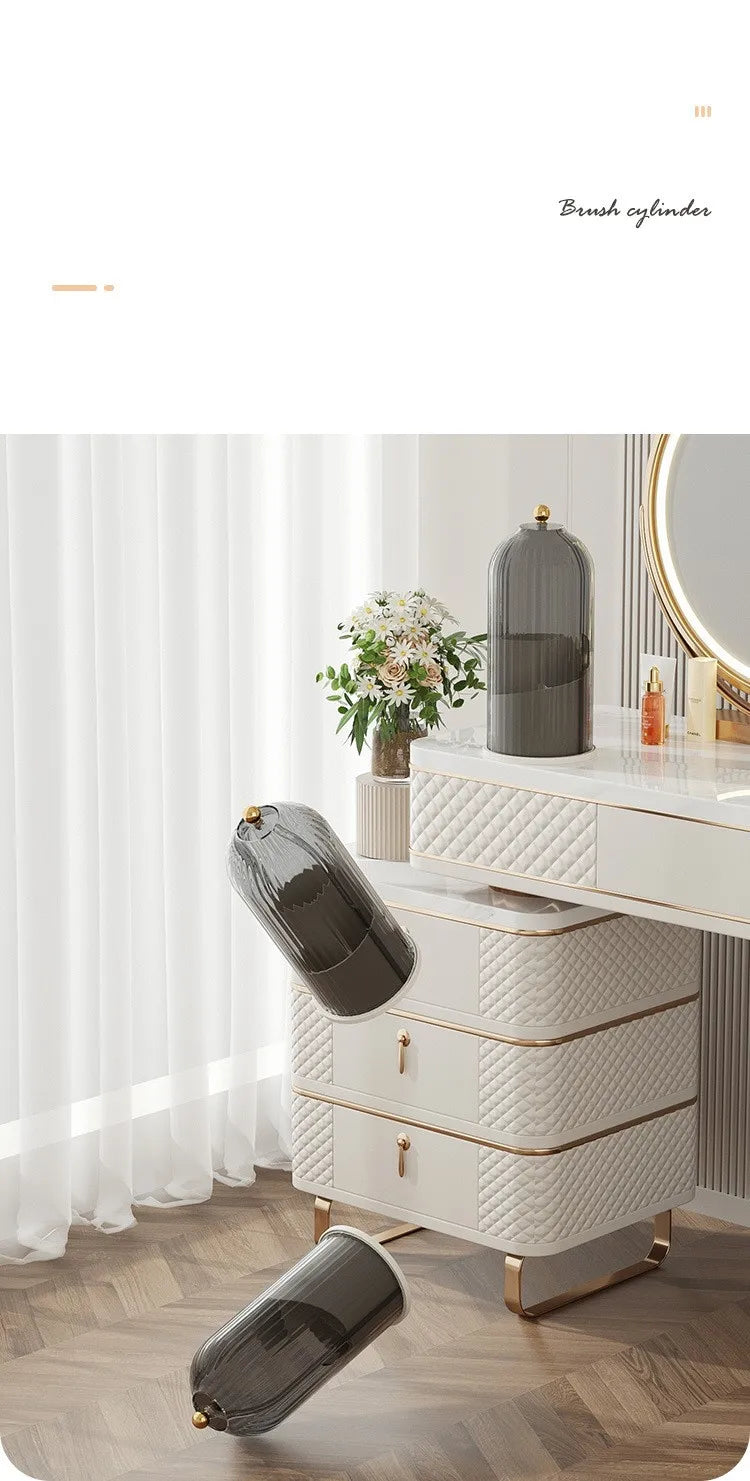 DIAMR Spinning Makeup Organizer With Lid For Vanity And Travel