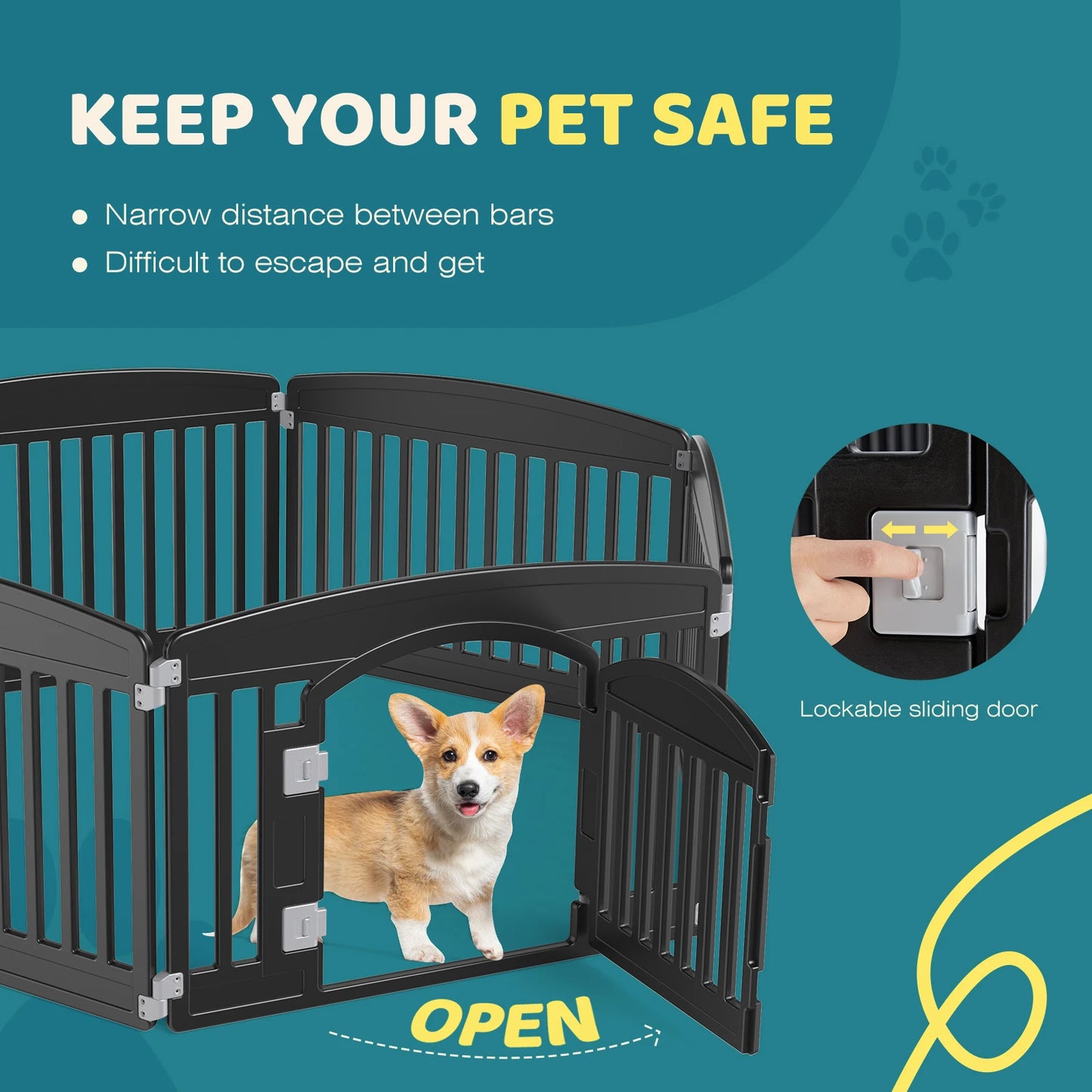 JHK Plastic Dog Playpen Expandable Pet Fence For Dogs