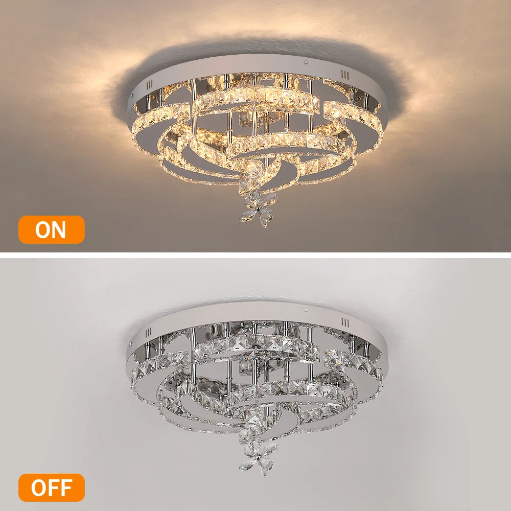 VETRULUS Modern Crystal LED Chandelier Ceiling Light Dimmable