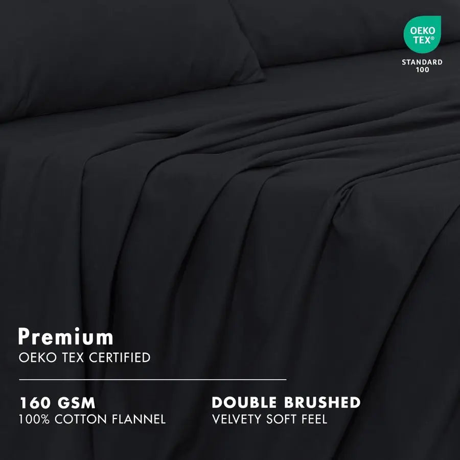 100 Cotton Flannel Sheets 4-Piece Bedding Set Soft And Breathable