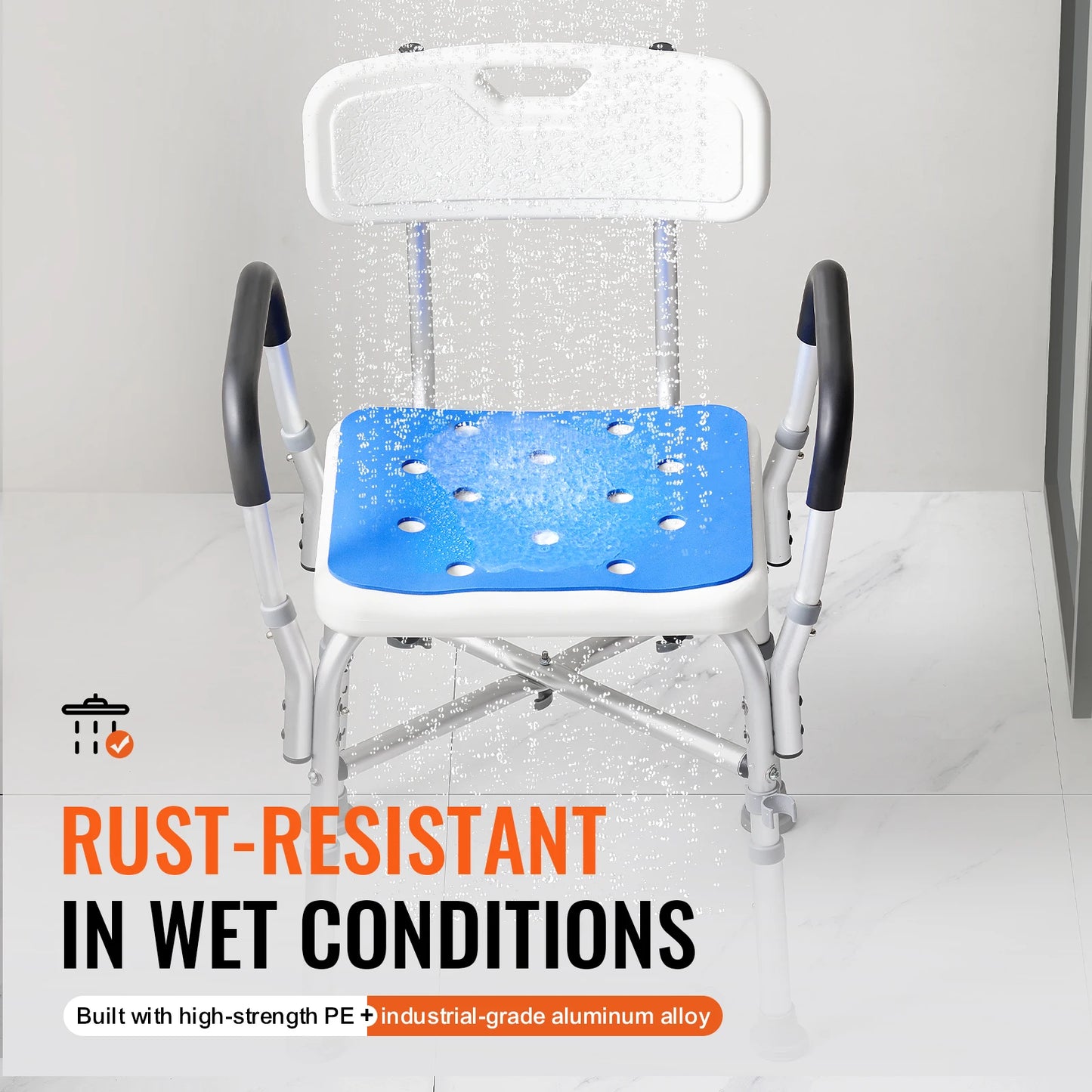 SucceBuy Adjustable Shower Chair for Elderly and Disabled Bathing