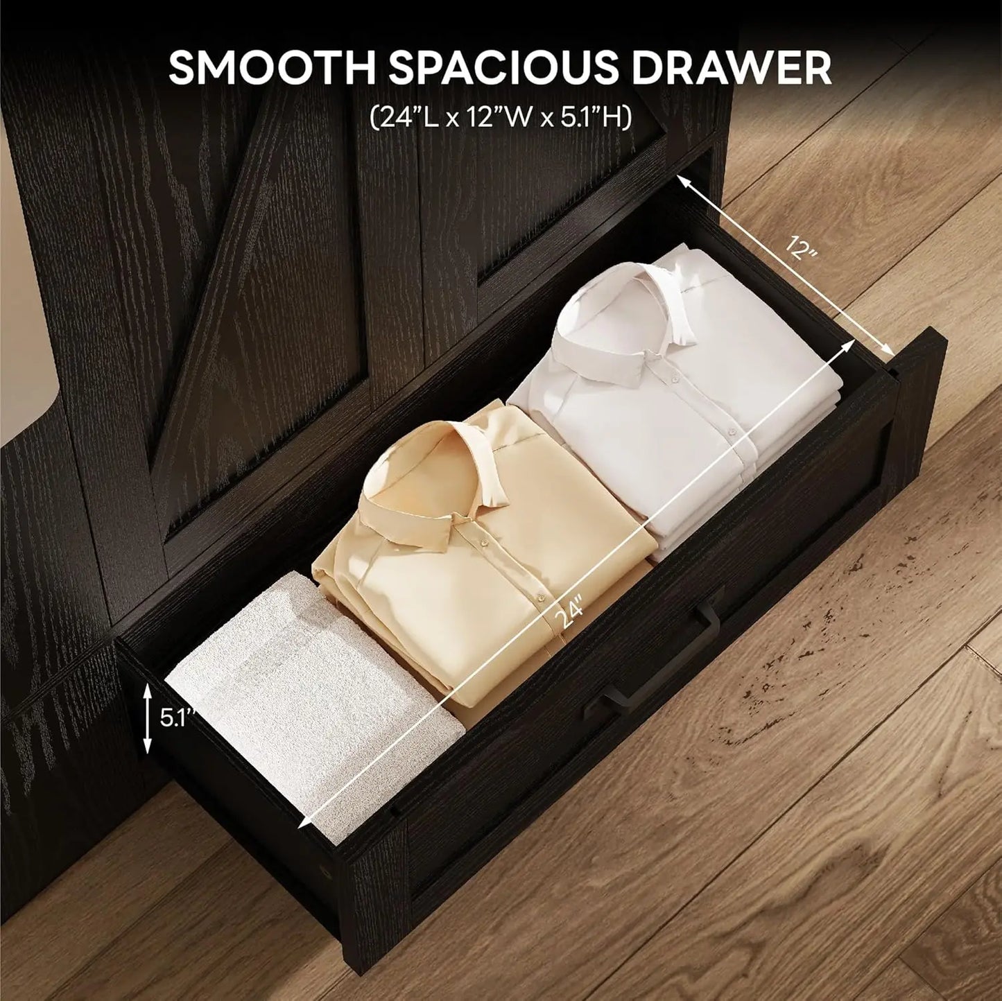 Modern Freestanding Wooden Armoire Wardrobe With Mirror