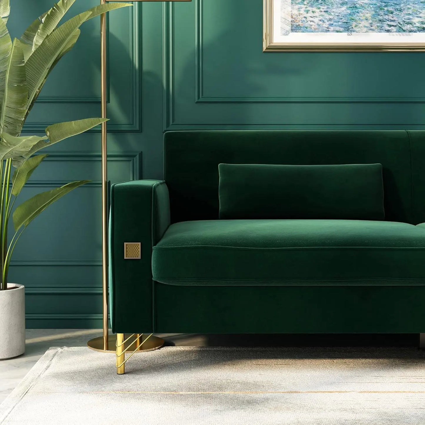 Velvet Sofa Set Modern Loveseat With Pillows