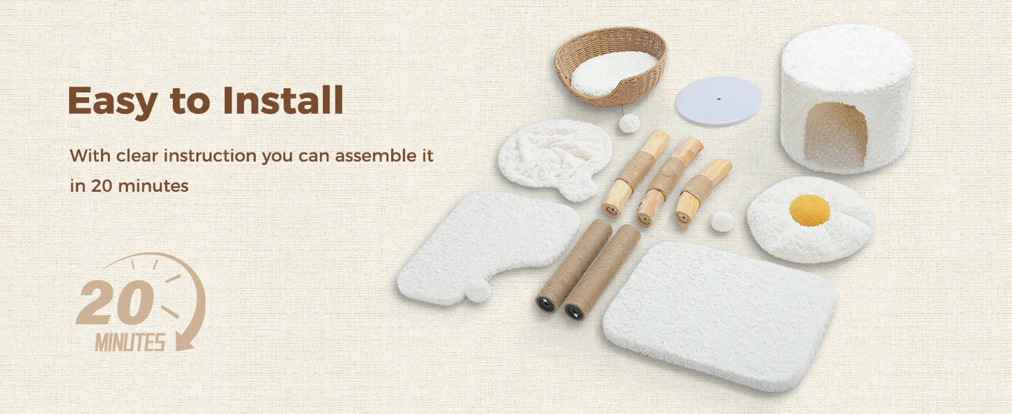 PAWZ Road Modern Solid Wood Cat Tree With Condo