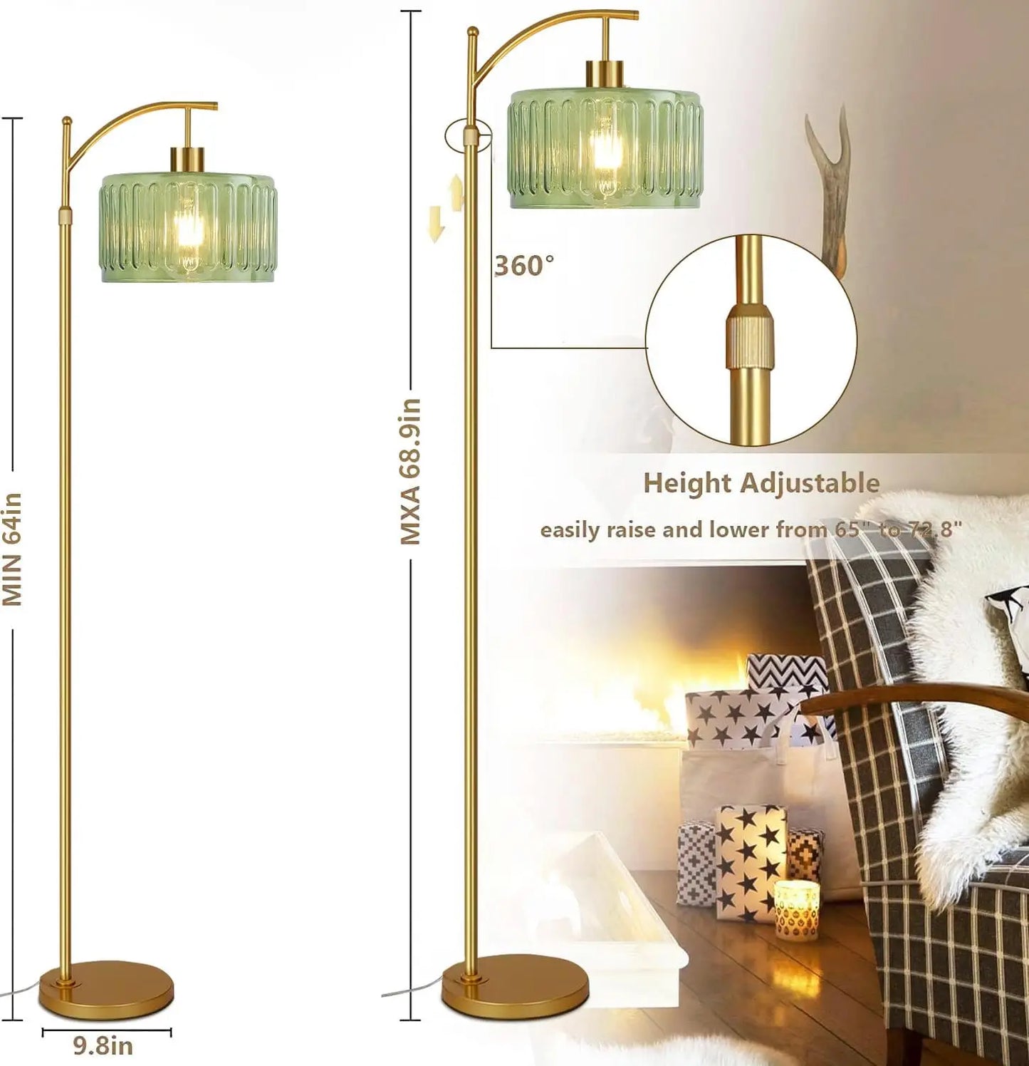 Brass Mid Century Floor Lamp With Remote And Dimmer
