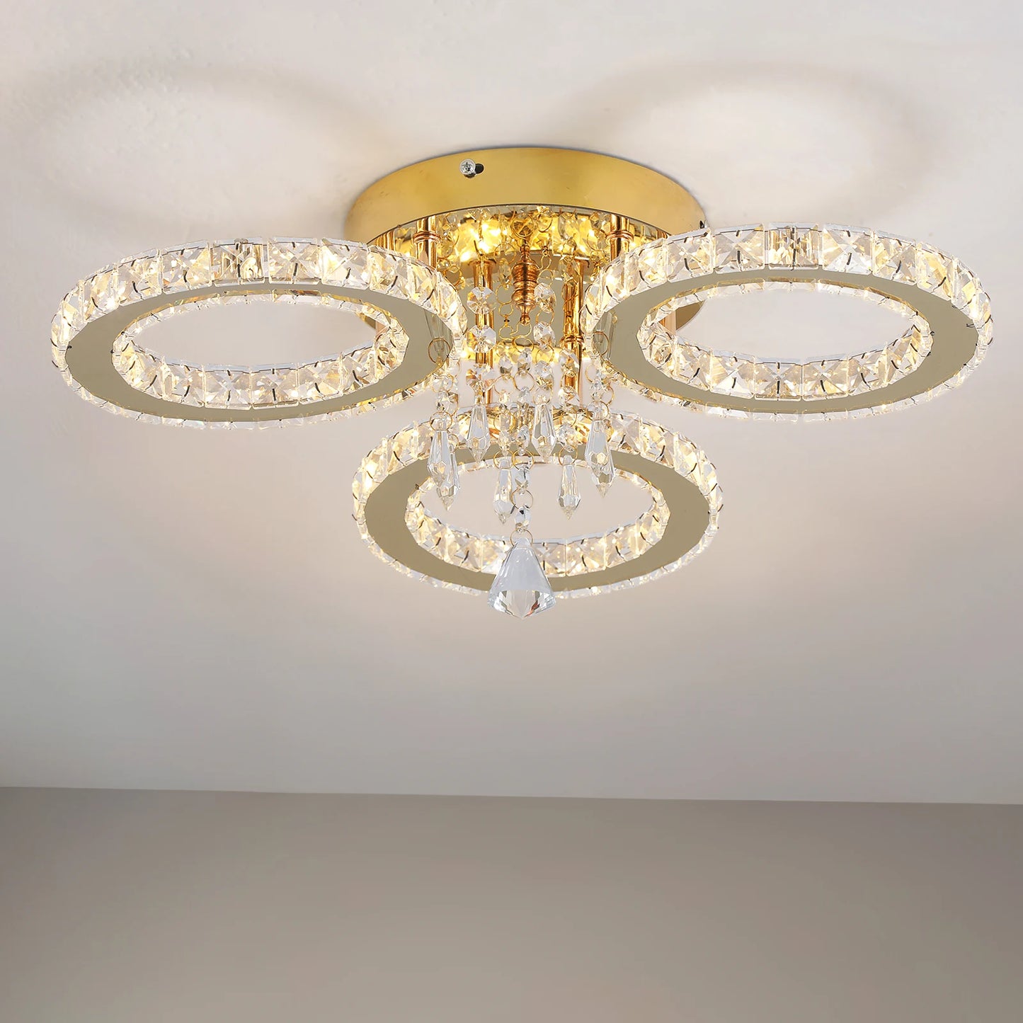 VETRULUS Crystal LED Ceiling Light Chandelier For Modern Living Room