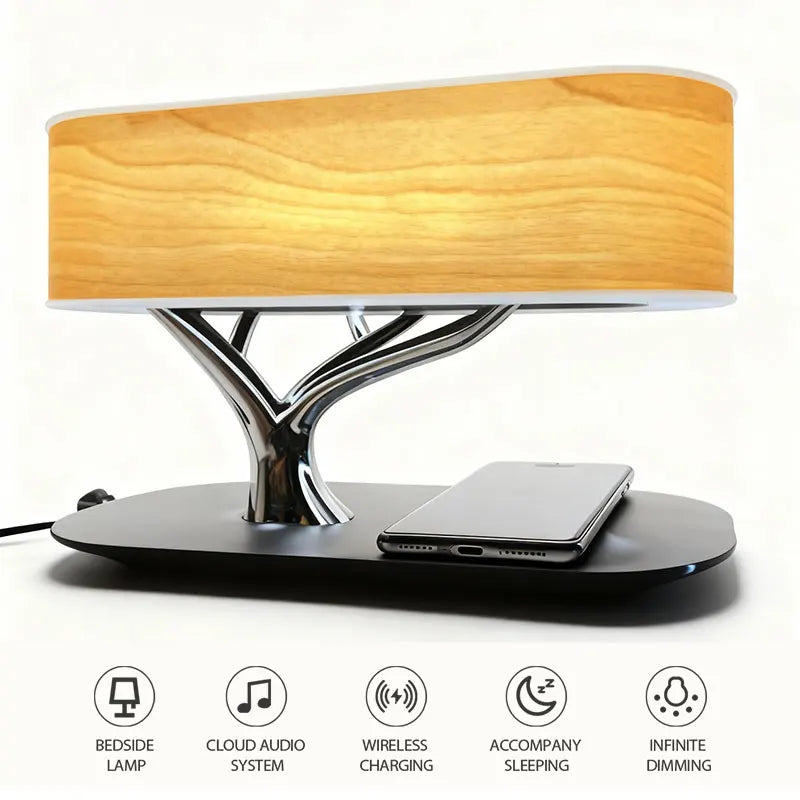 Wireless Charging Speaker With Ambient Light And Touch Bedside Lamp
