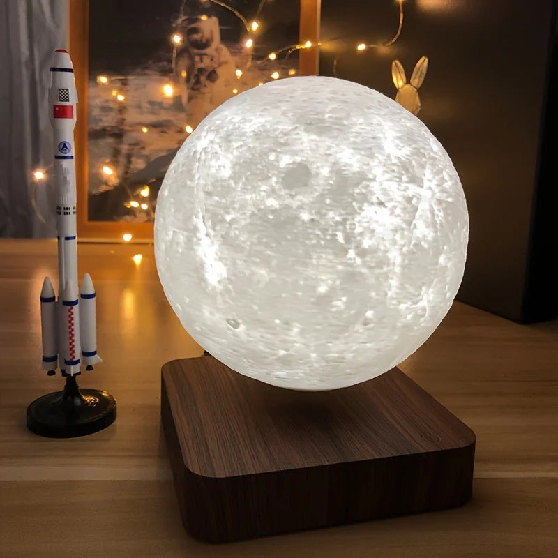 Mexllex Magnetic Moon Lamp With Wooden Base Three Temperature LED