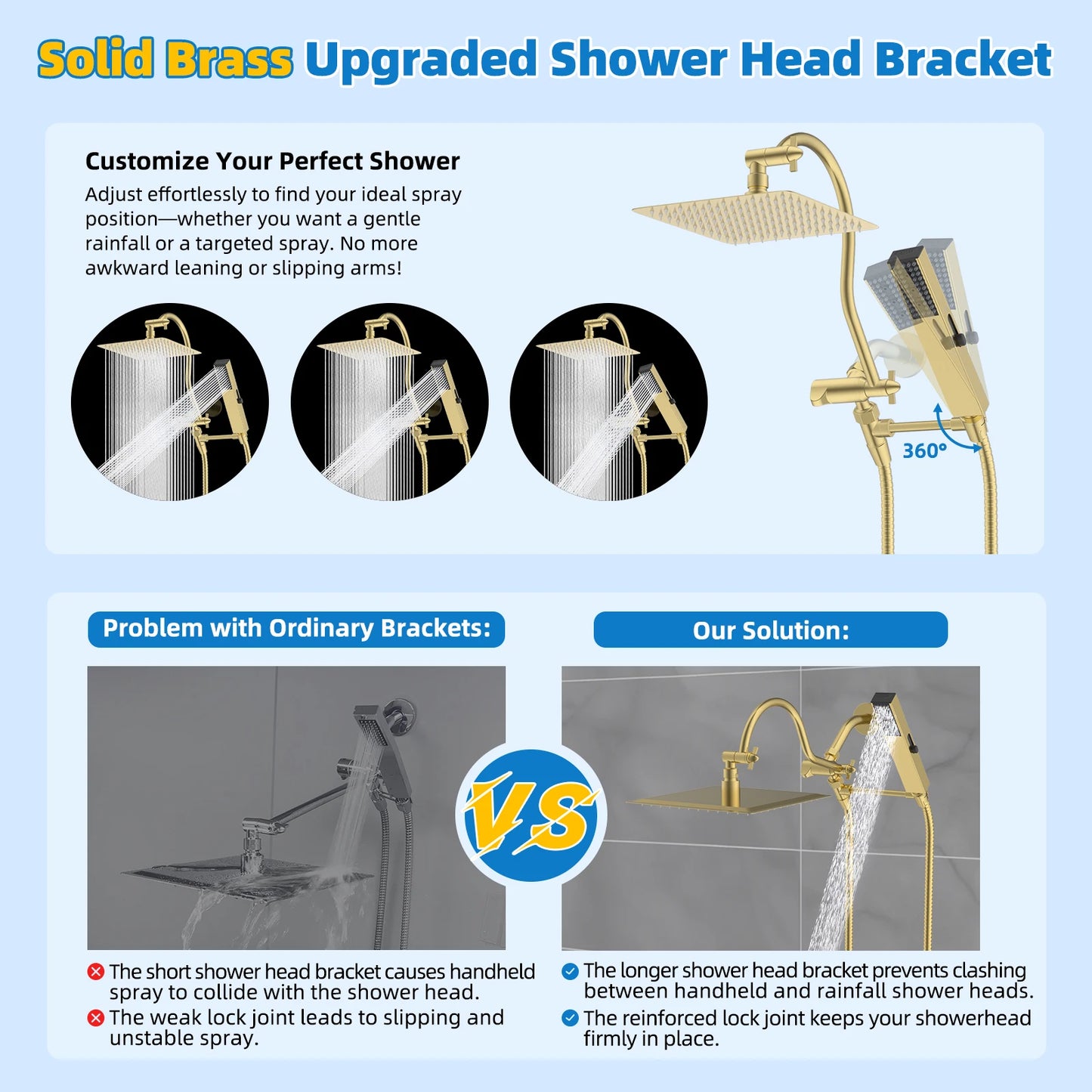 Hibbent High Pressure Rainfall Shower Head With Handheld Spray