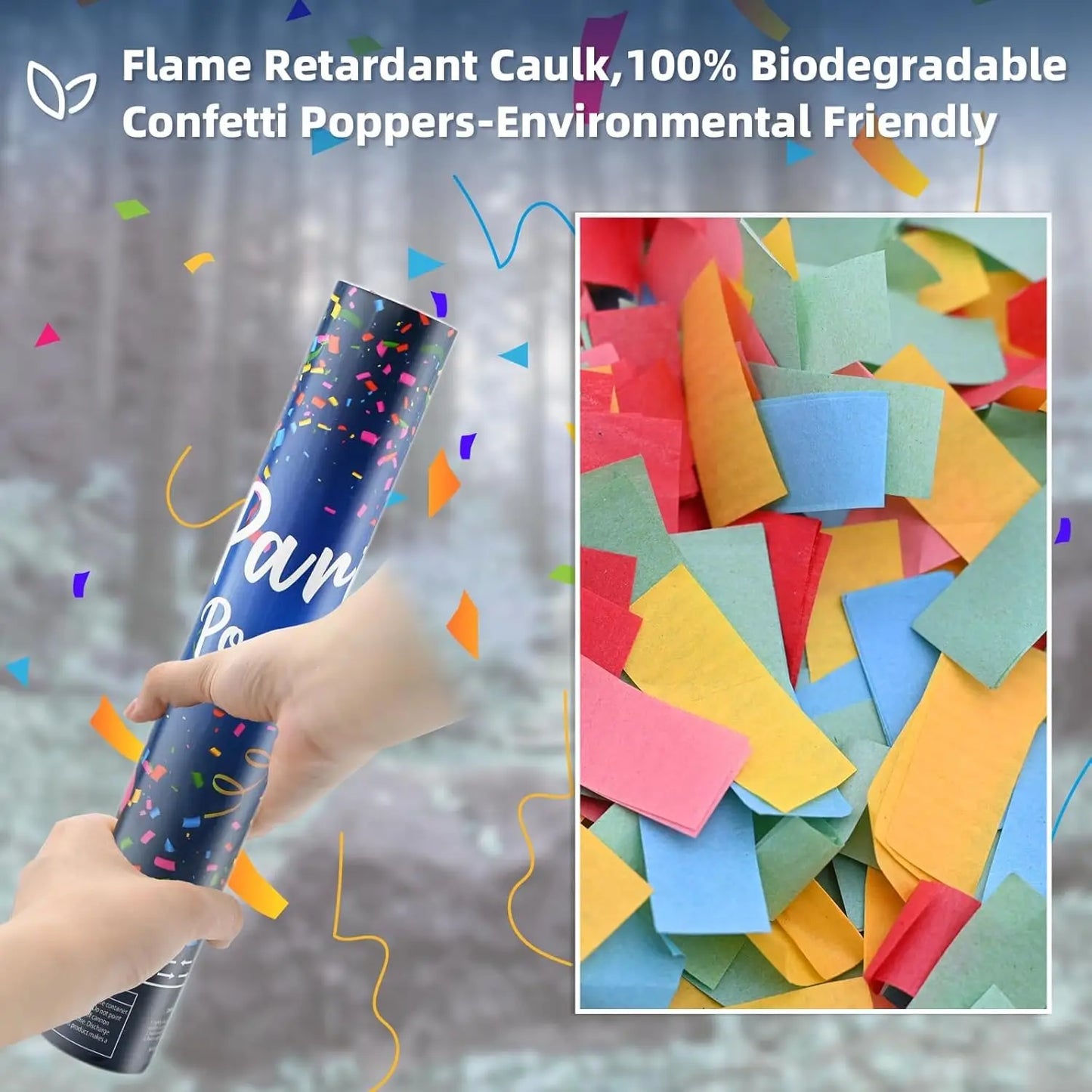 Biodegradable Confetti Cannon 12Pack Party Poppers Wedding Graduation Birthday