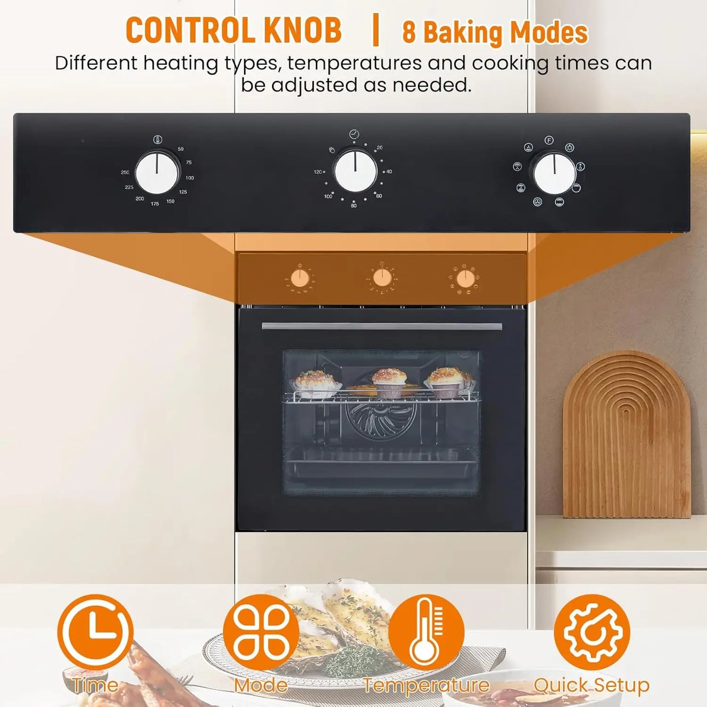 Adoolla Built-In Electric Wall Oven With 8 Cooking Modes
