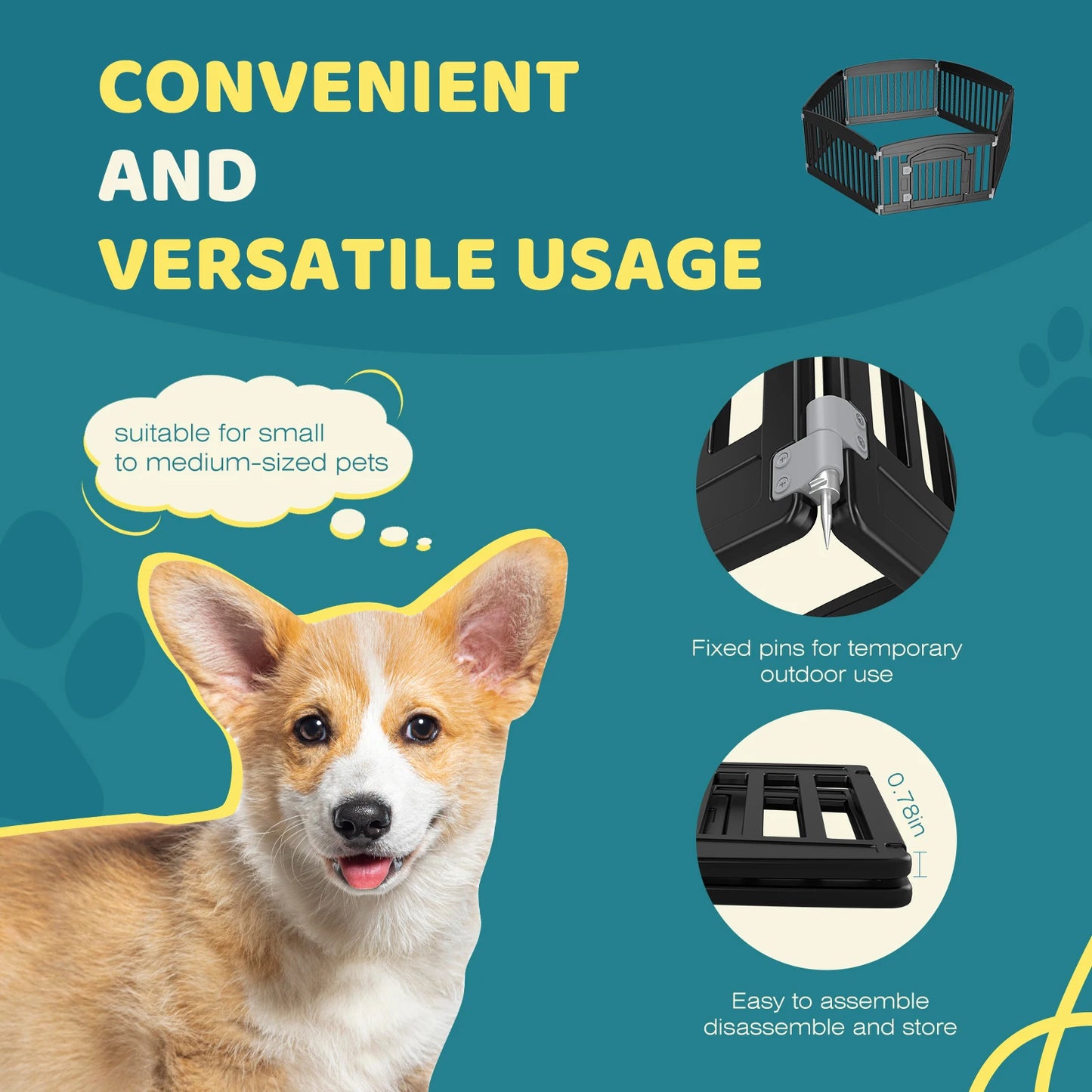 JHK Plastic Dog Playpen Expandable Pet Fence For Dogs