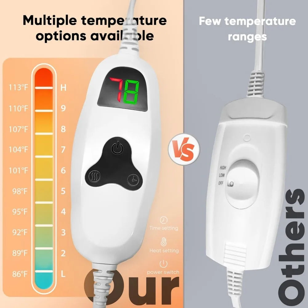 Heated Electric Throw Blanket With 10 Heat Levels Auto Shutoff