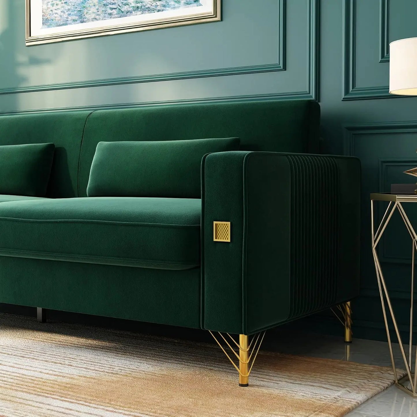 Velvet Sofa Set Modern Loveseat With Pillows
