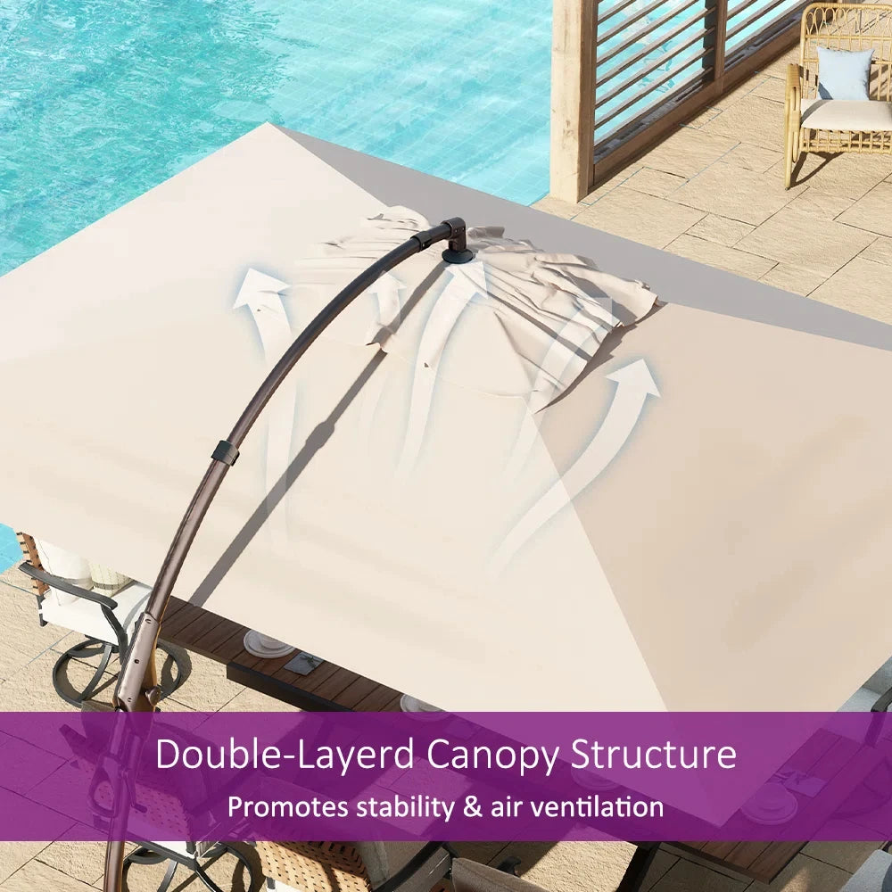 Grand Patio Outdoor Cantilever Umbrella With Base For Pool Garden