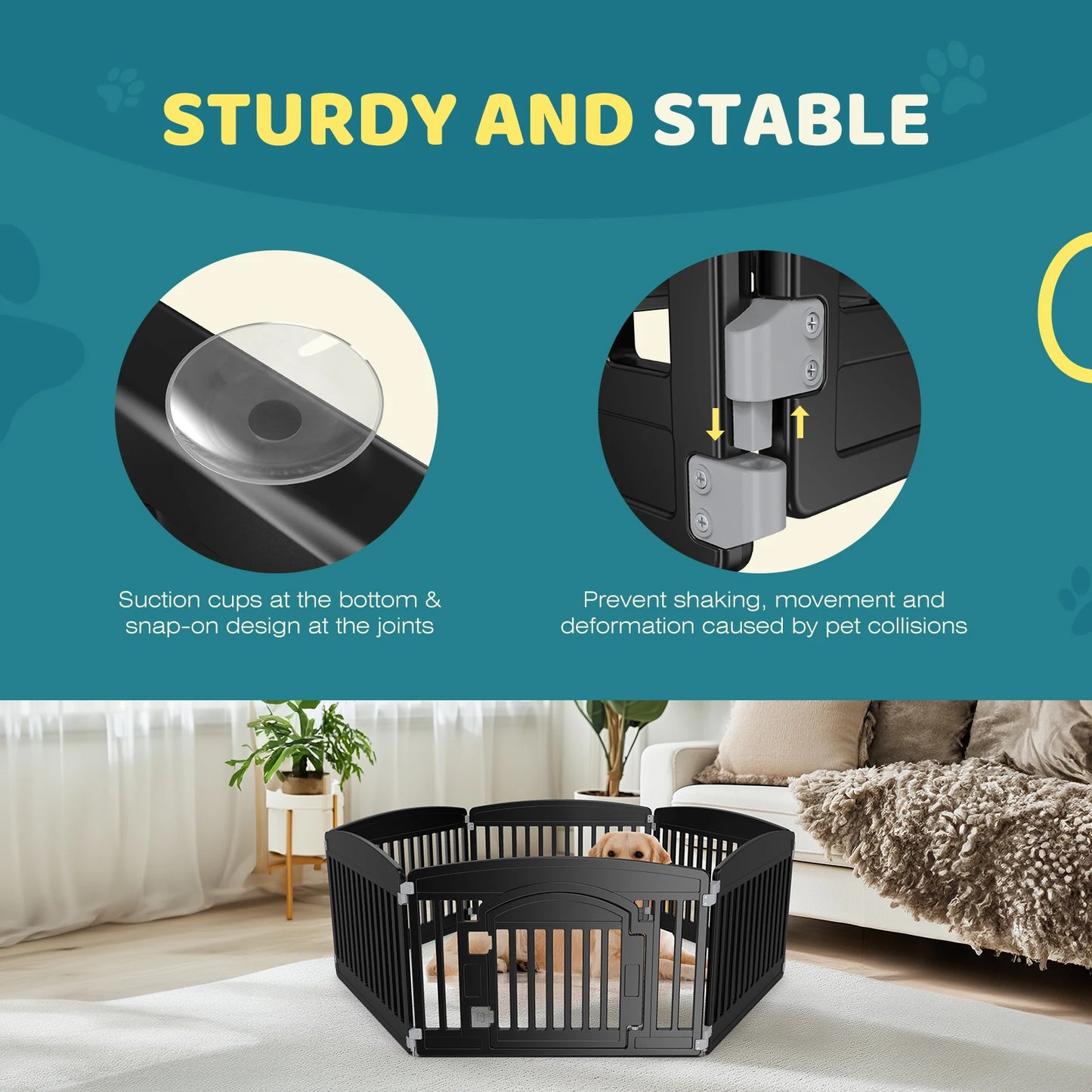 JHK Plastic Dog Playpen Expandable Pet Fence For Dogs