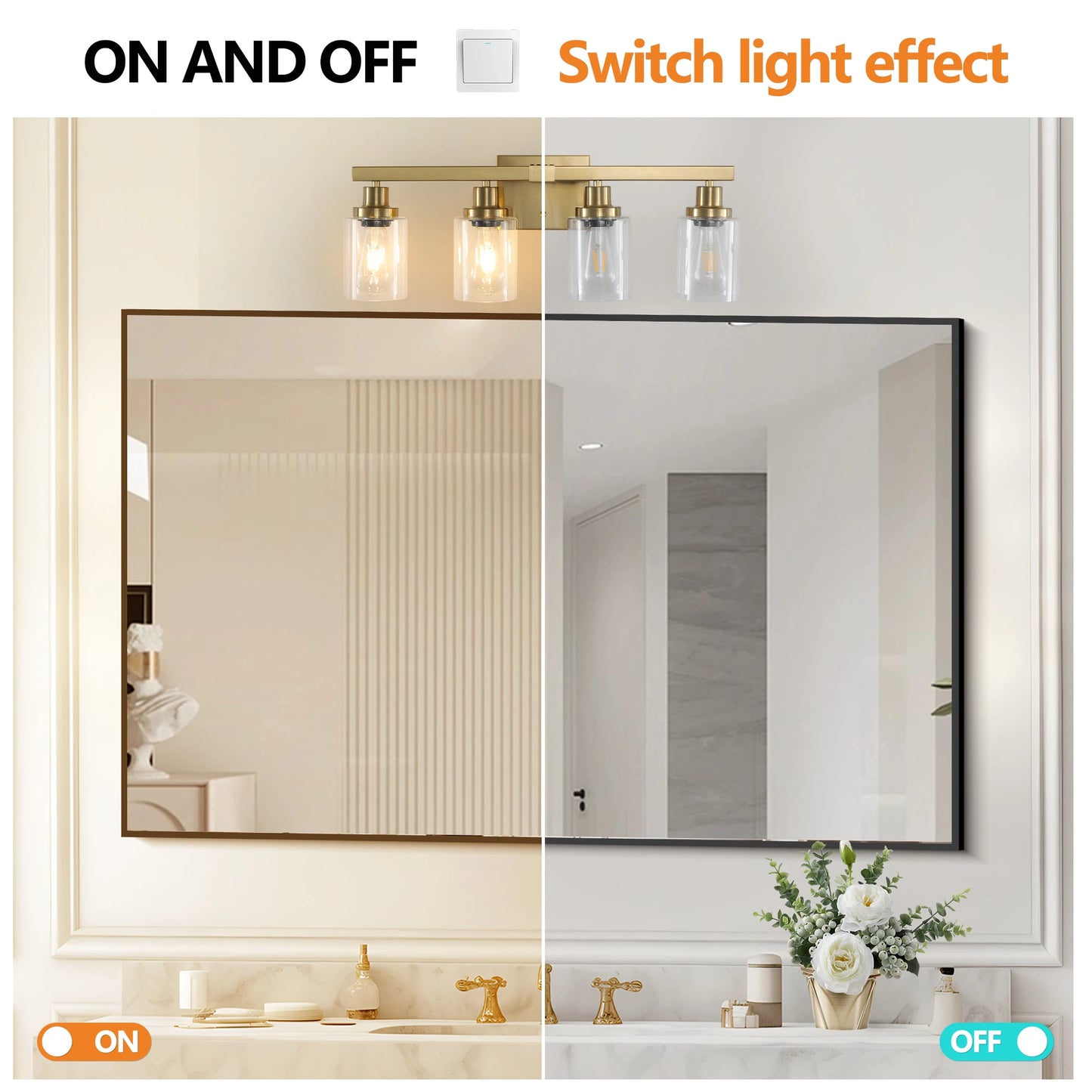 ARLGSITE 4-Light Vanity Light With Clear Glass Shades Wall Mount