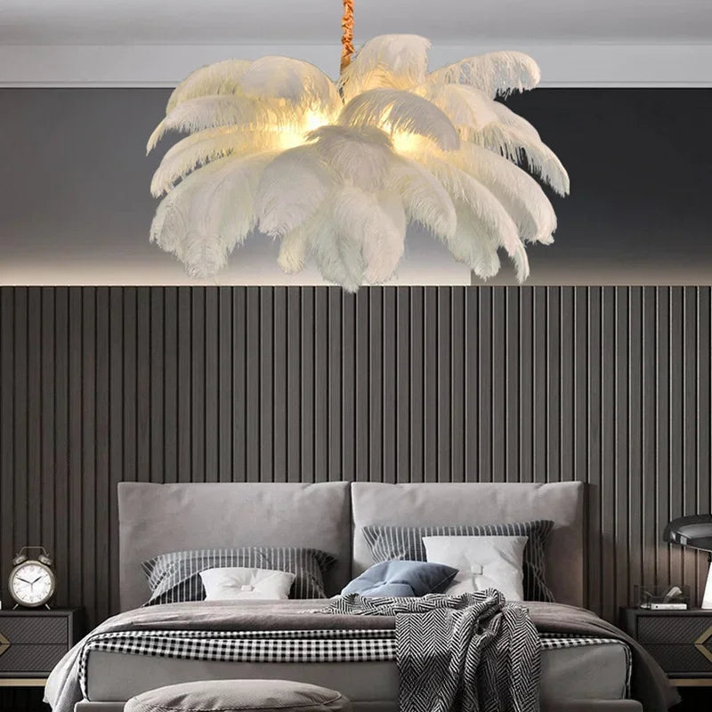 Nordic Ostrich Feather LED Pendant Lamp For Living Room And Bedroom Decor