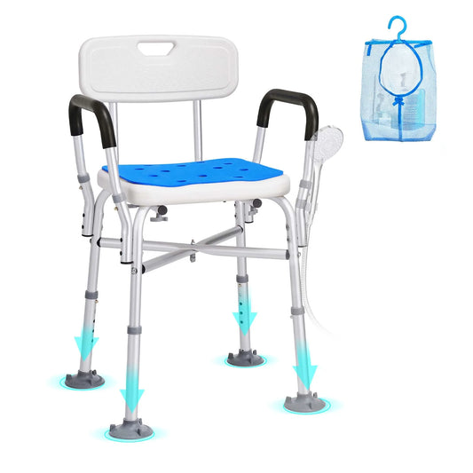 SucceBuy Adjustable Shower Chair for Elderly and Disabled Bathing