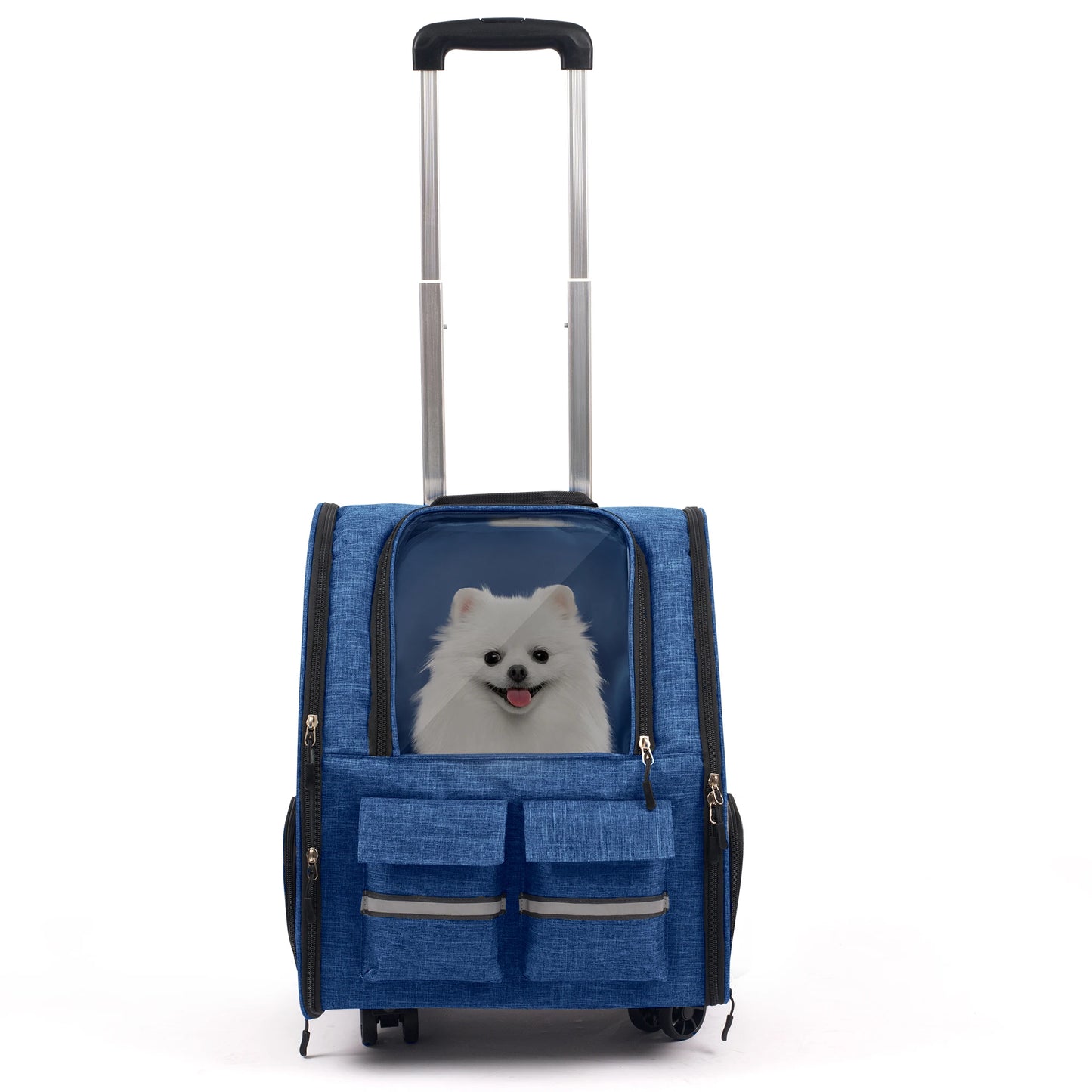 Rolling Pet Carrier Backpack With Removable Wheels