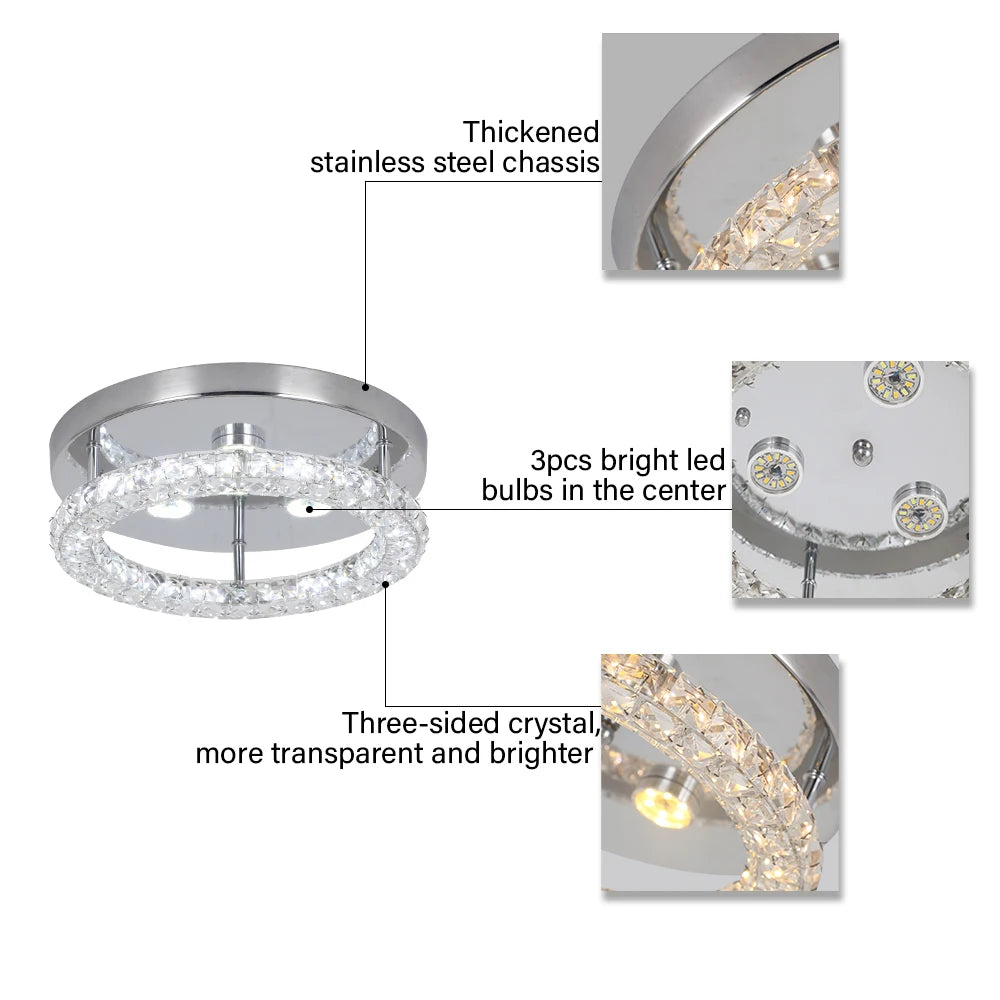 VETRULUS Modern Crystal LED Chandelier Ceiling Light Dimmable