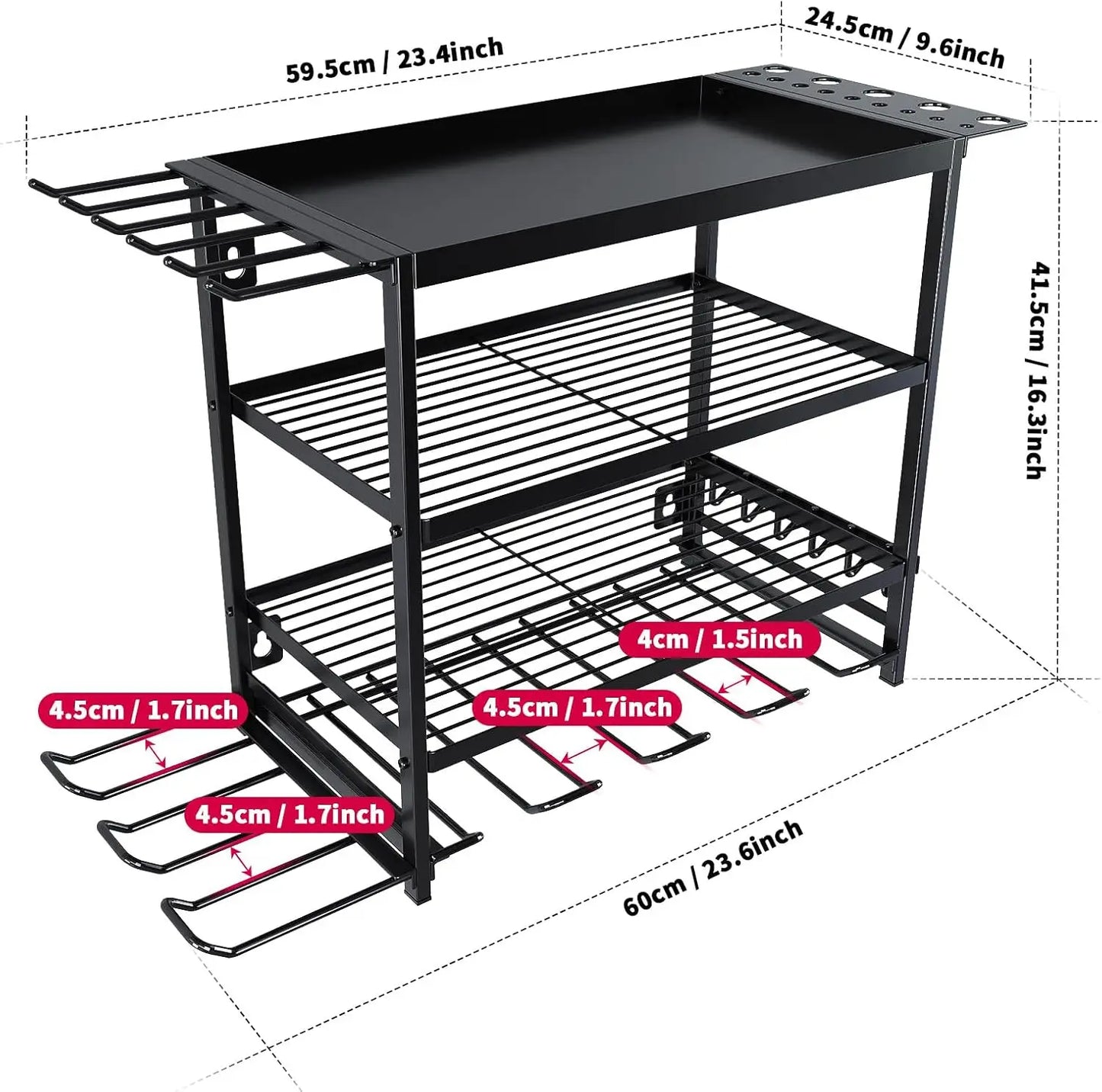 Acekool Wall Mounted 4-Layer Power Tool Storage Rack Heavy Duty