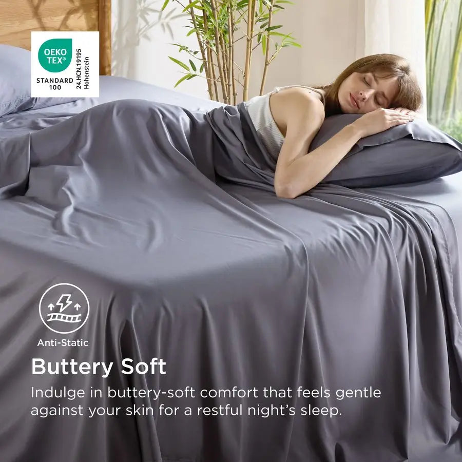 Bamboo Rayon Sheet Set Cooling Breathable Deep Pocket Bedding