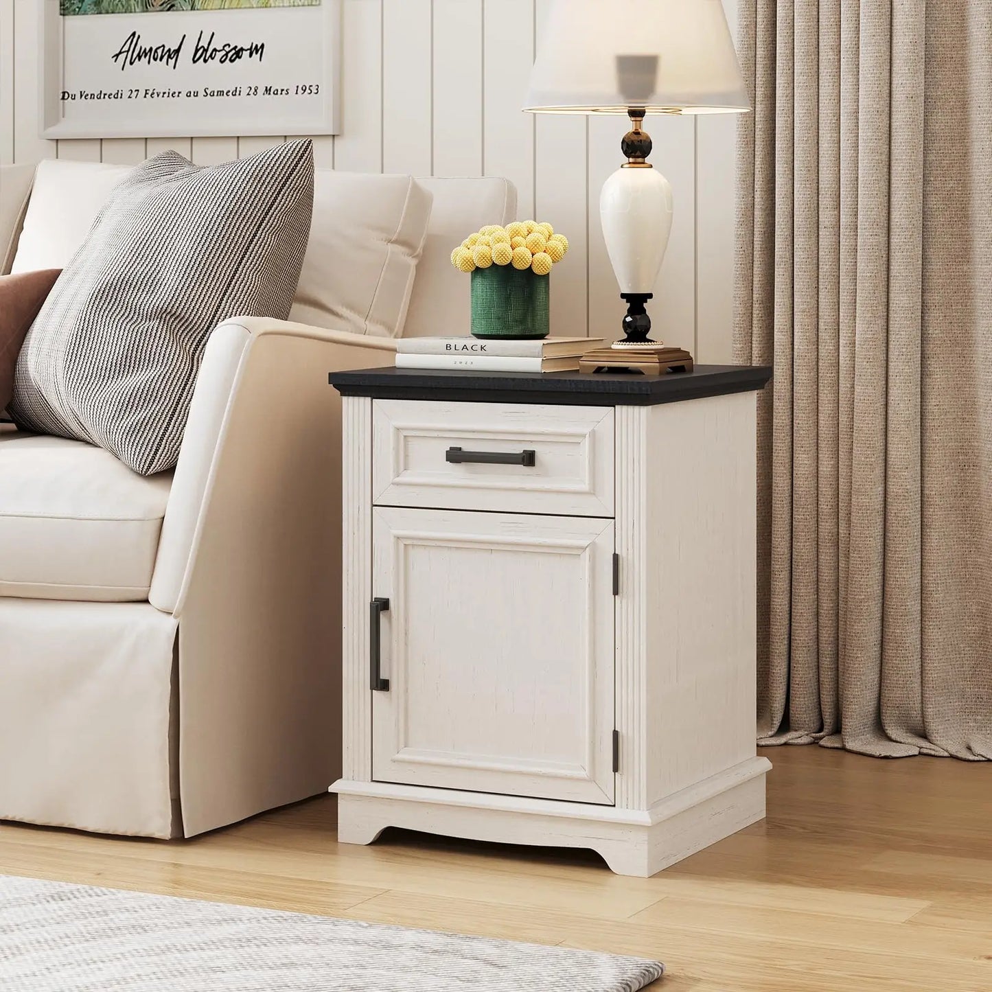 Vabches Nightstand With Drawers And Storage Cabinet