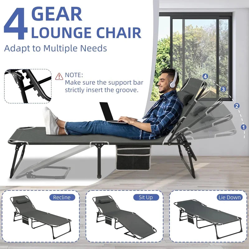 Snozeflex 4 Position Folding Camping Cot With Mattress, 330 Lbs