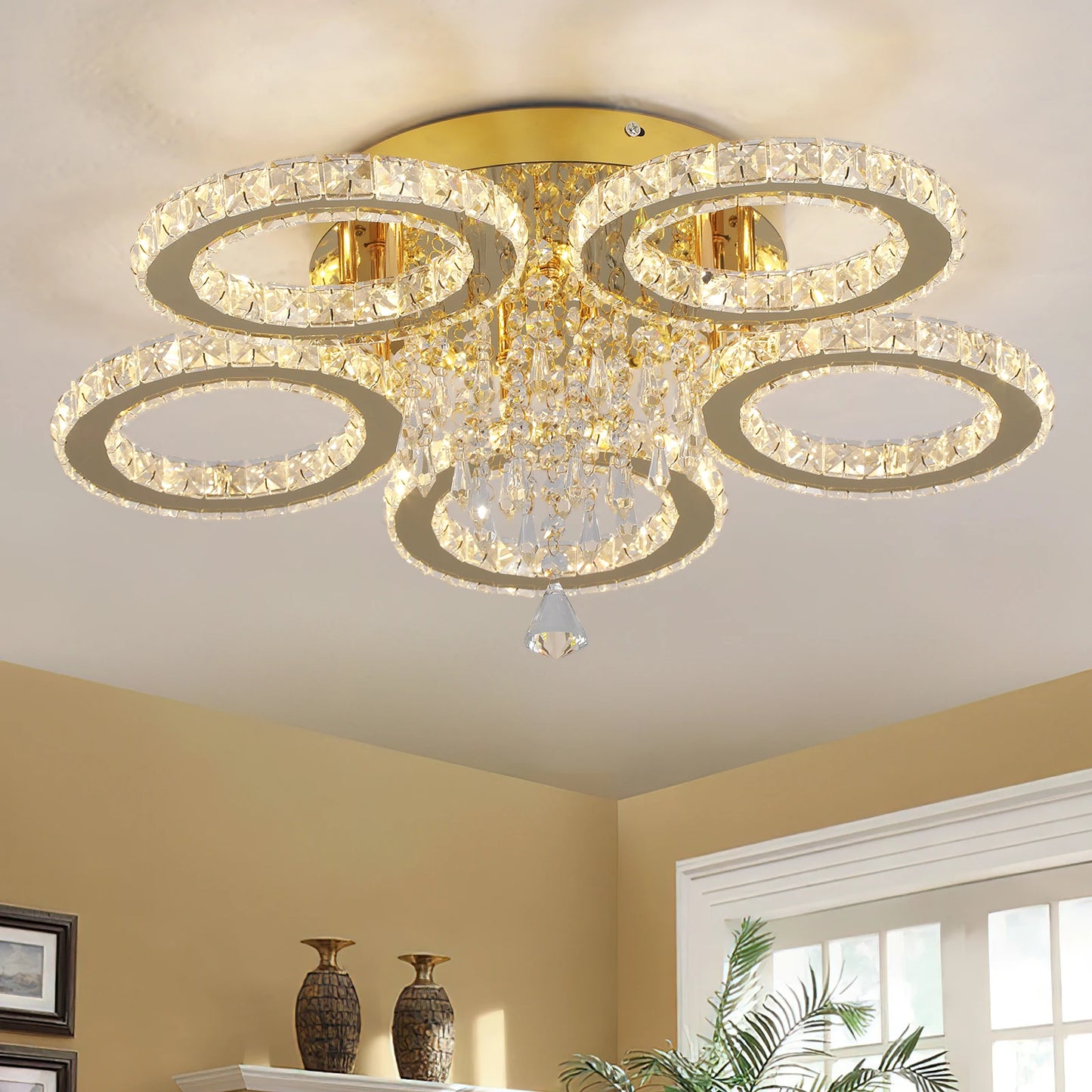 VETRULUS Crystal LED Ceiling Light Chandelier For Modern Living Room