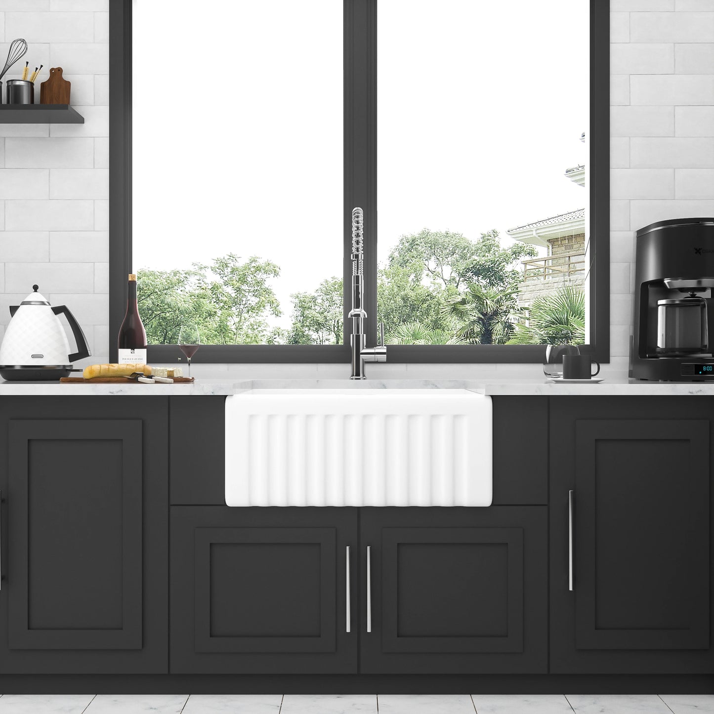 Ceramic Farmhouse Apron-Front Sink, Single Bowl Laundry Room