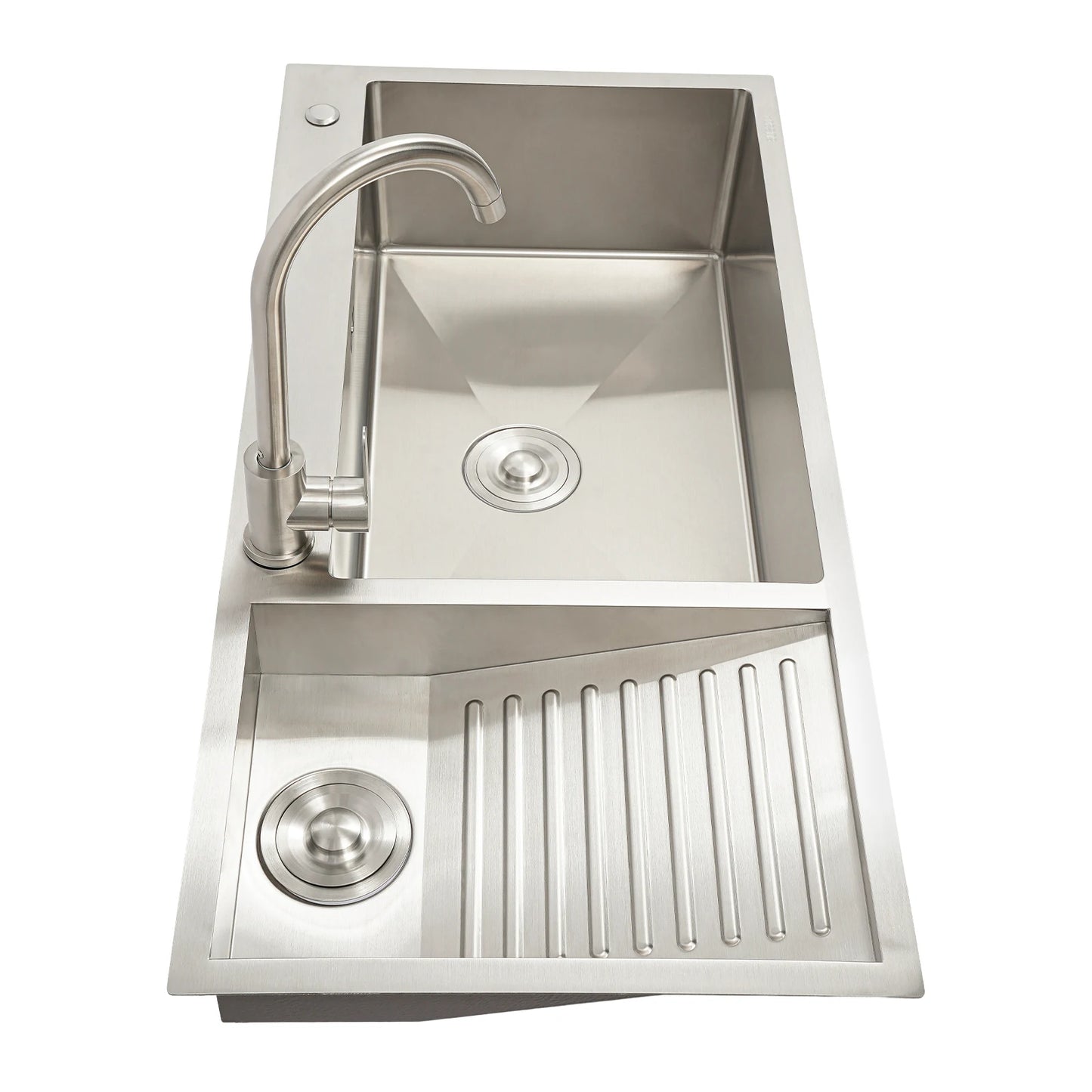 Stainless Steel Laundry Utility Sink With Two-Hole Washboard And Faucet