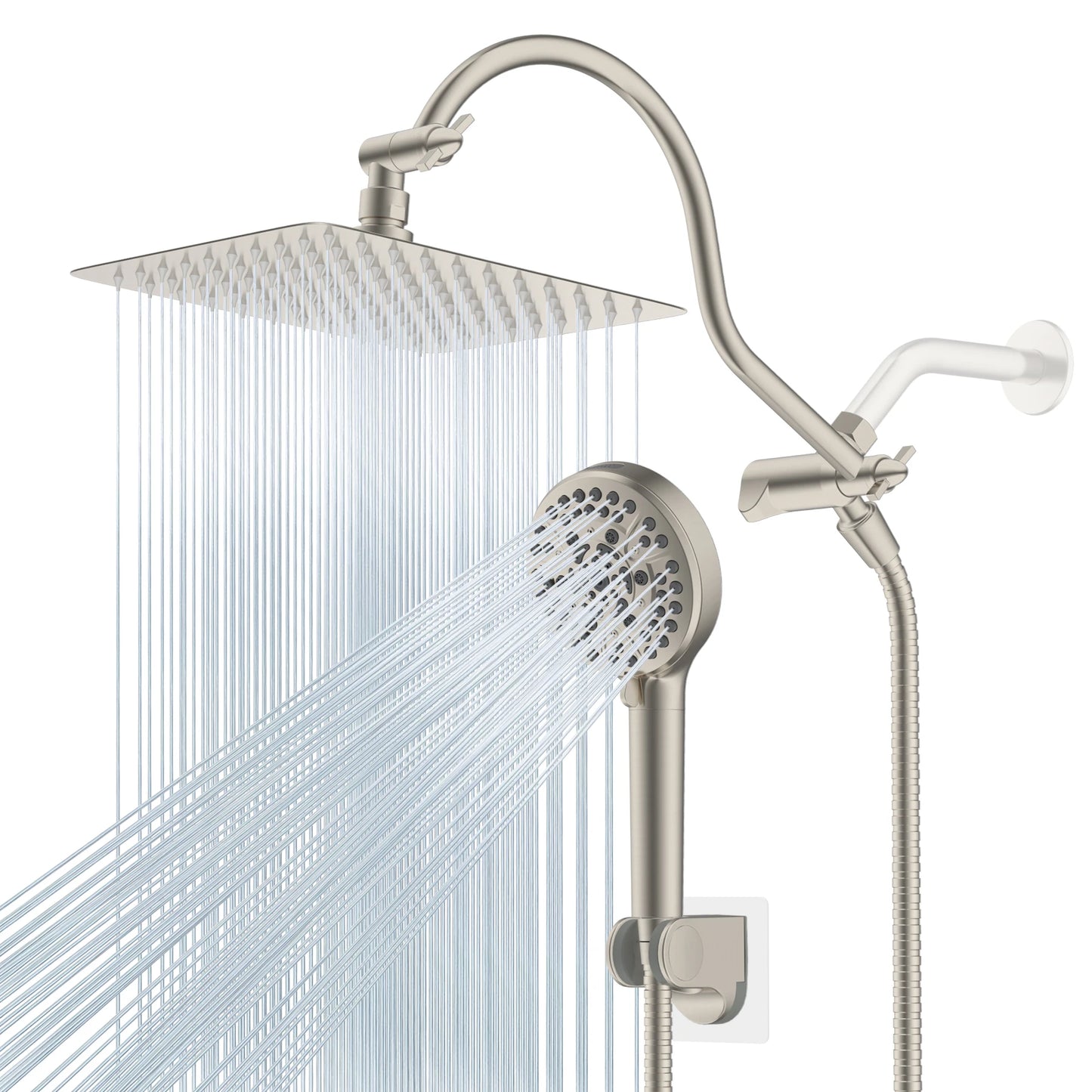 Hibbent High Pressure Rainfall Shower Head With Extension Arm