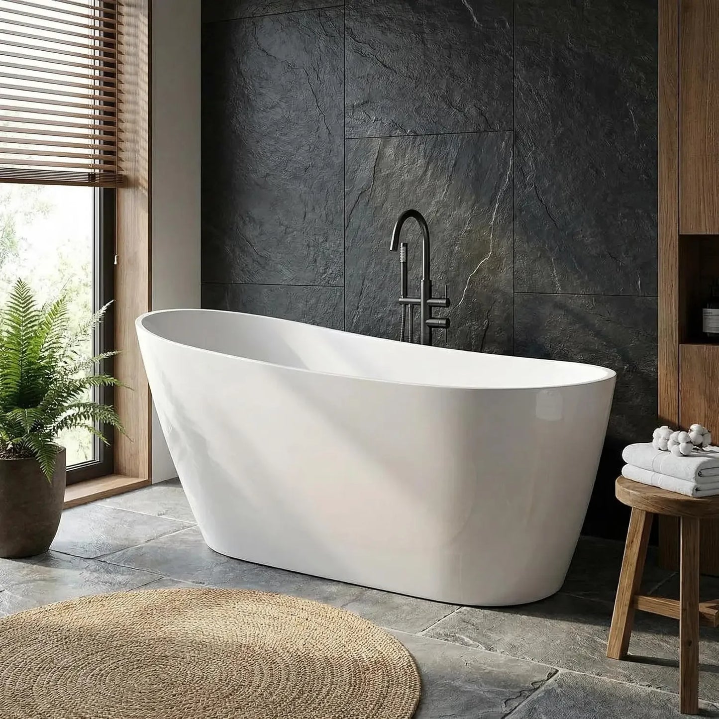 Acrylic Freestanding Bathtub With Integrated Overflow And Drain